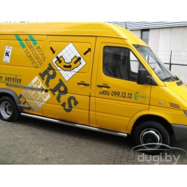 Боковые пороги (трубы) с площадками для Volkswagen LT (длинная база).